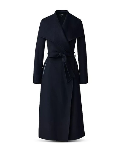 Mackage X4506 Black Mai Lightweight Wrap Long Wool Coat Size S (No belt)