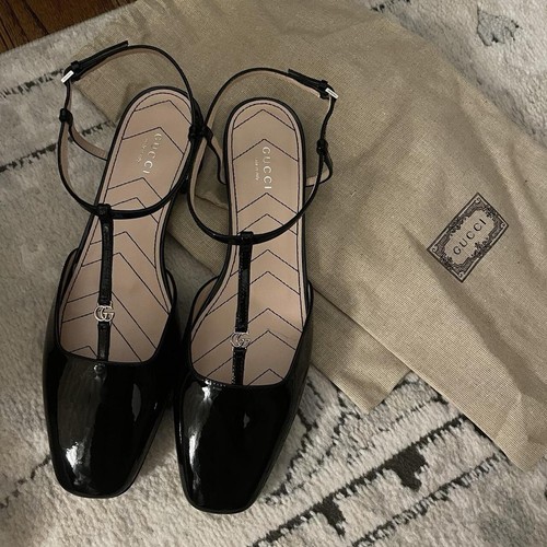 Gucci Double G patent-finish T-Strap ballerinas Ballet Flat size 38, 40, 42 EU