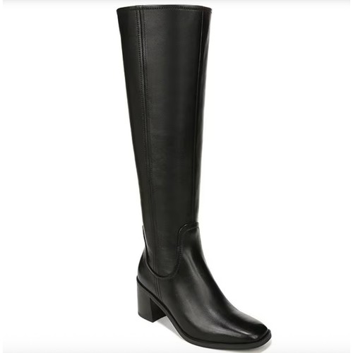 27 Edit Size 7.5 Wide Calf Black Leather Knee High Boots NEW Naturalizer $265