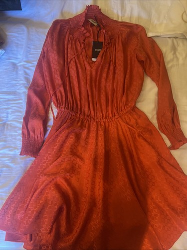 FENDI Coral Silk Mini Dress New & Authentic Size 44